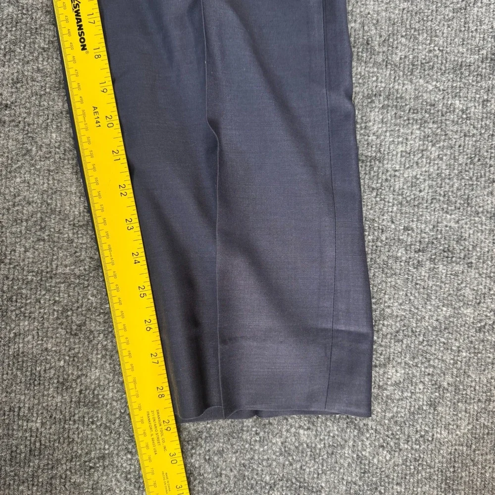 Luciano Carreli Suit Men 38R Navy Blue Super 150s Wool Double Breasted Pleated